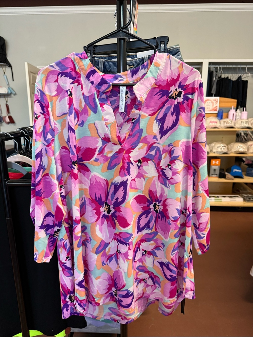 Dear Scarlett Floral V-Neck Blouse in Pink & Purple